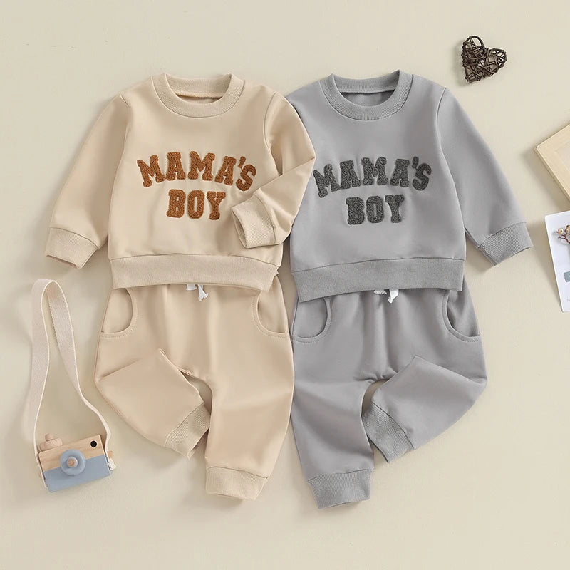 Baby Boy Crewneck Sweatshirt Set by Baby Bubble, fall outfit for 0-3 years, featuring a cozy sweatshirt and matching pants.