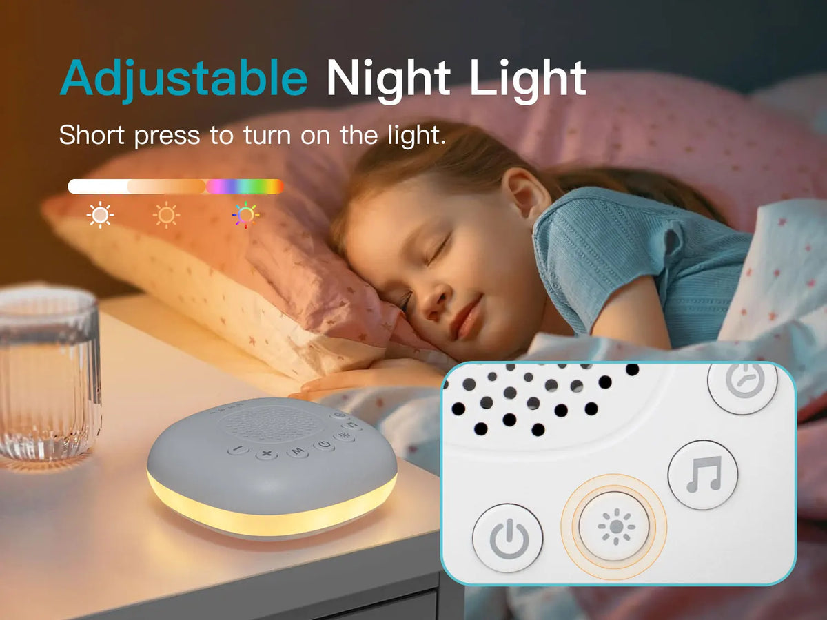 White Noise Sound Machine with 24/20 Soothing Sounds Sleep Aid for Babies Kids Adults Rechargeable Night Light Newborn Gifts