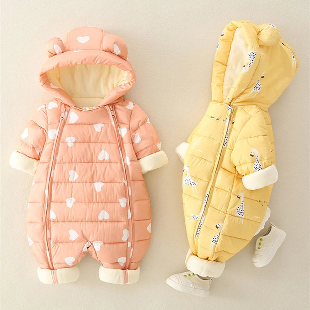 Baby Bubble CLO baby warm jumpsuit in cozy winter fabric, featuring soft, plush material and a snug fit for cold weather comfort.