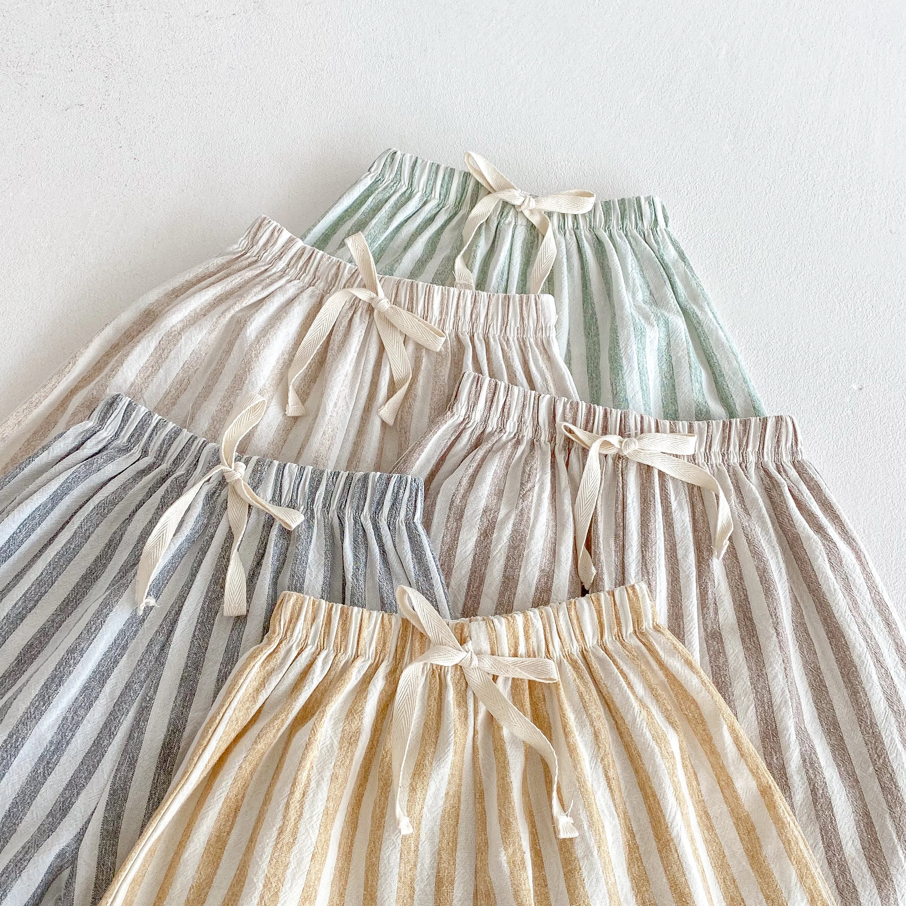Toddler Baby Bubble striped trousers with comfortable fit, featuring colorful horizontal stripes and elastic waistband for easy wear.