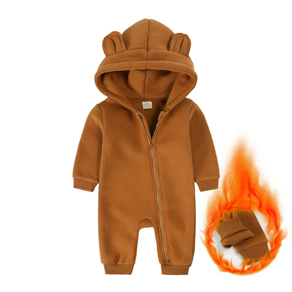 Baby Bubble Bear Onesie, cozy winter pajamas for infants, featuring a soft, adorable bear design and warm fleece fabric.