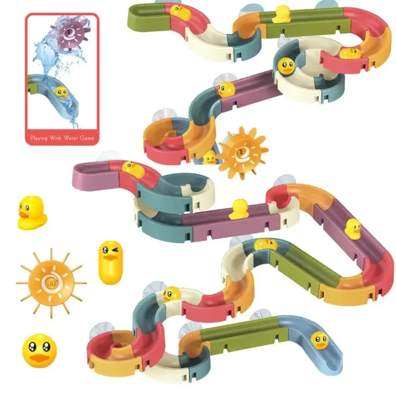 Baby Bubble Baby Bath Track Slide Toy water activity set with colorful slides and building pieces for fun bath time play