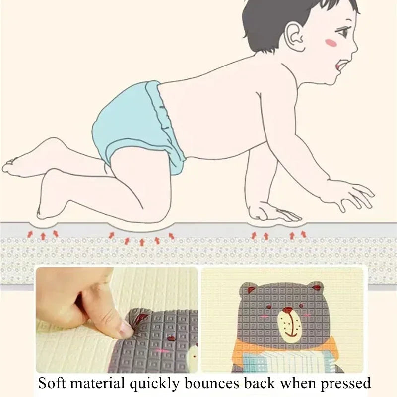 Baby Bubble baby crawling play mat made of non-toxic EPE foam, soft safety rug for infants to play and crawl on comfortably.