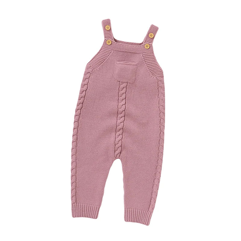 Baby Bubble sleeveless knitted romper, all-season baby clothing with a soft, cozy knit fabric and sleeveless design.