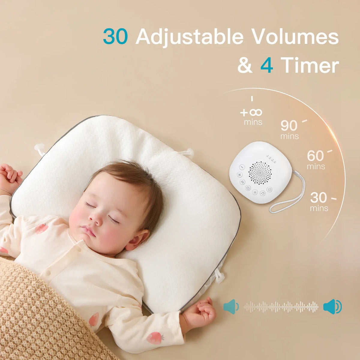 White Noise Sound Machine with 24/20 Soothing Sounds Sleep Aid for Babies Kids Adults Rechargeable Night Light Newborn Gifts