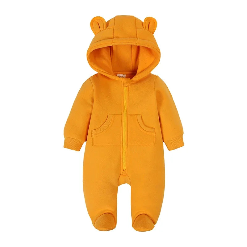 Cute Baby Bubble Bear onesie featuring a cozy winter pajamas design with bear print, perfect for cold weather.