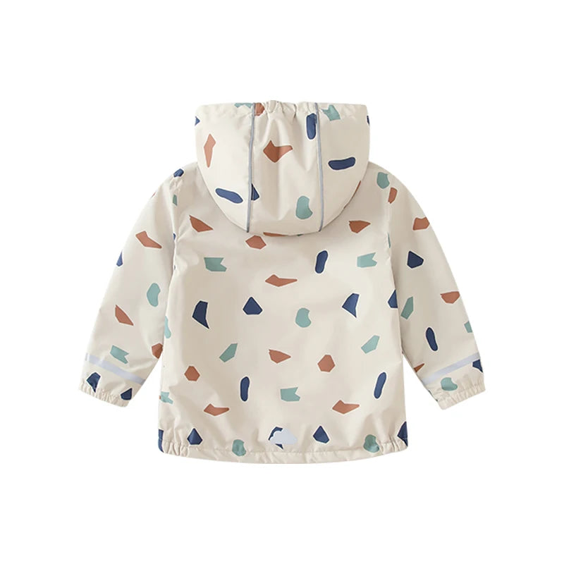 Kids waterproof softshell jacket by Baby Bubble, shown in vibrant color, designed for all-weather outdoor protection.