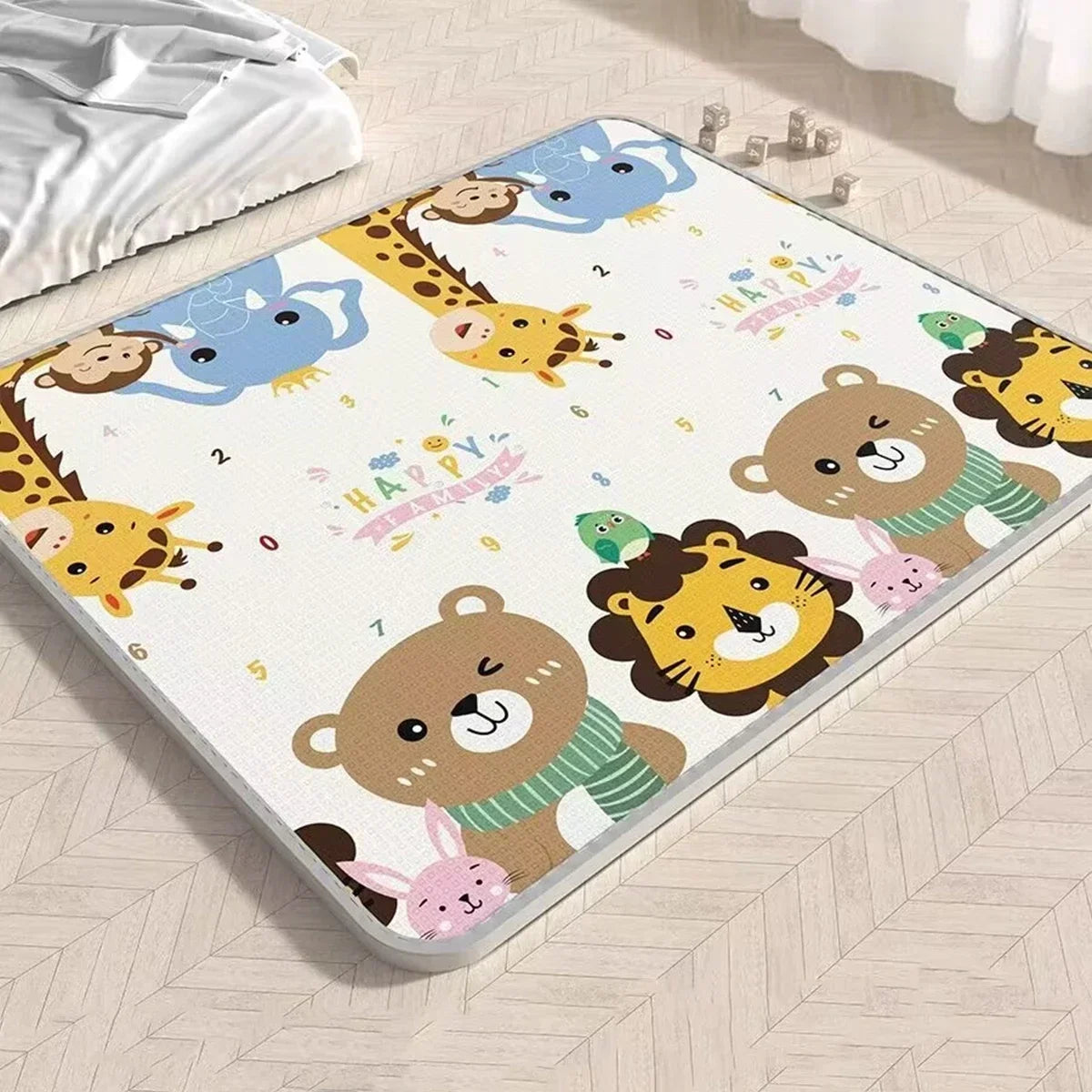 Baby Bubble non-toxic EPE crawling play mat with colorful safety rug for infants, providing a cushioned area for play and exploration.