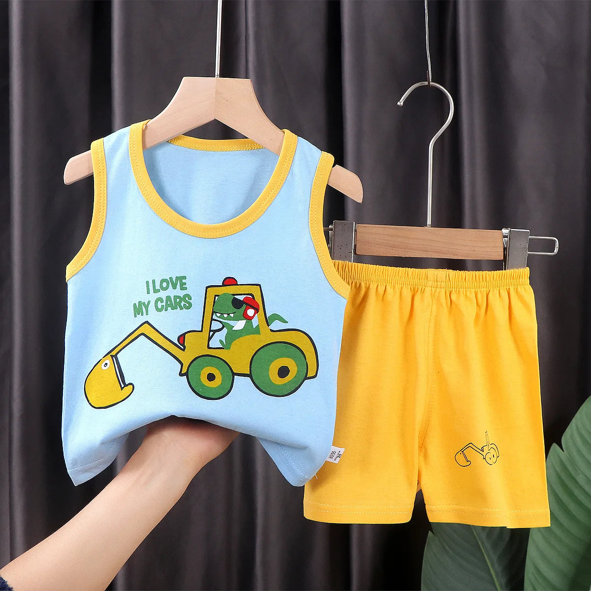 Baby Bubble children's summer set featuring a tank top and shorts in bright, breathable fabric perfect for warm weather.