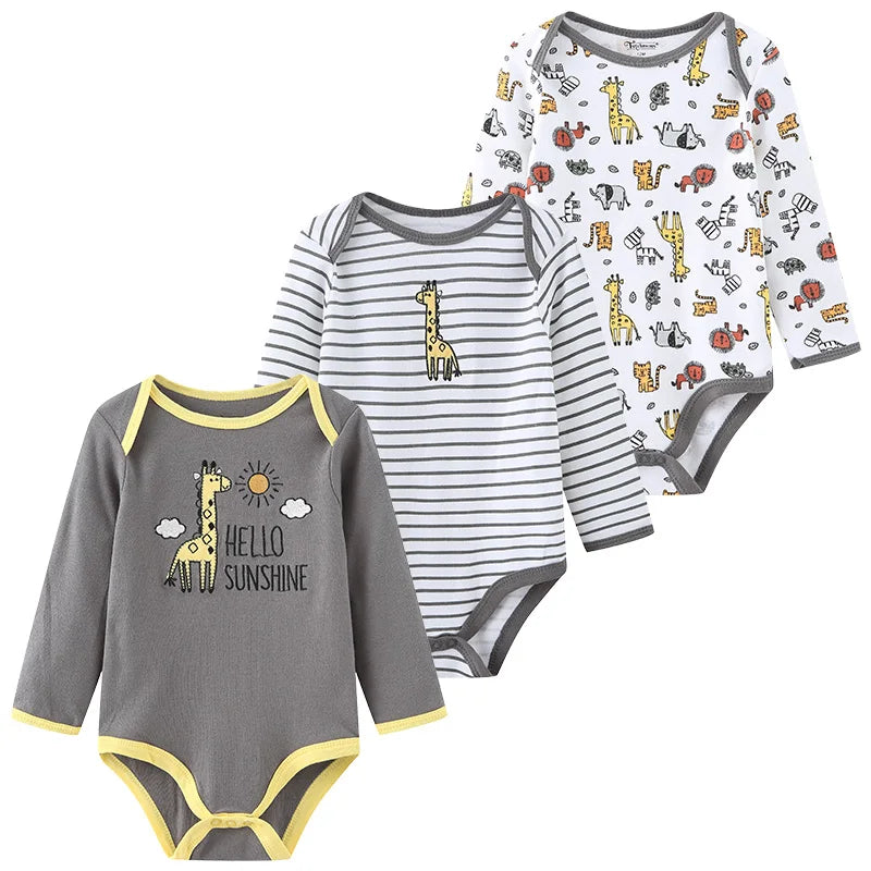 Baby Bubble newborn cotton bodysuit 3-pack, soft and comfortable everyday onesies for infants, shown in a colorful set.