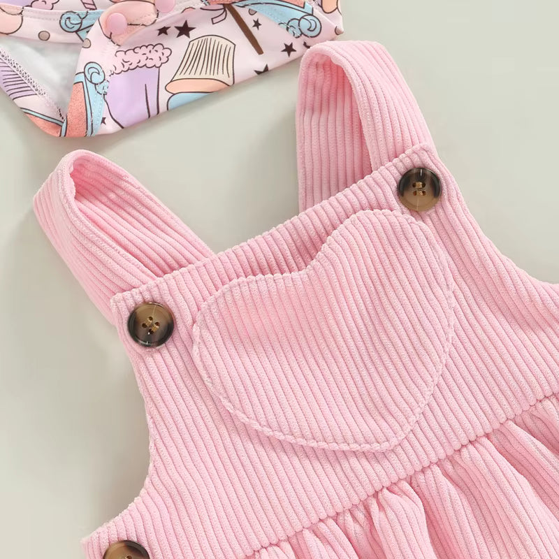 Baby Girl Pink Suspender Skirt