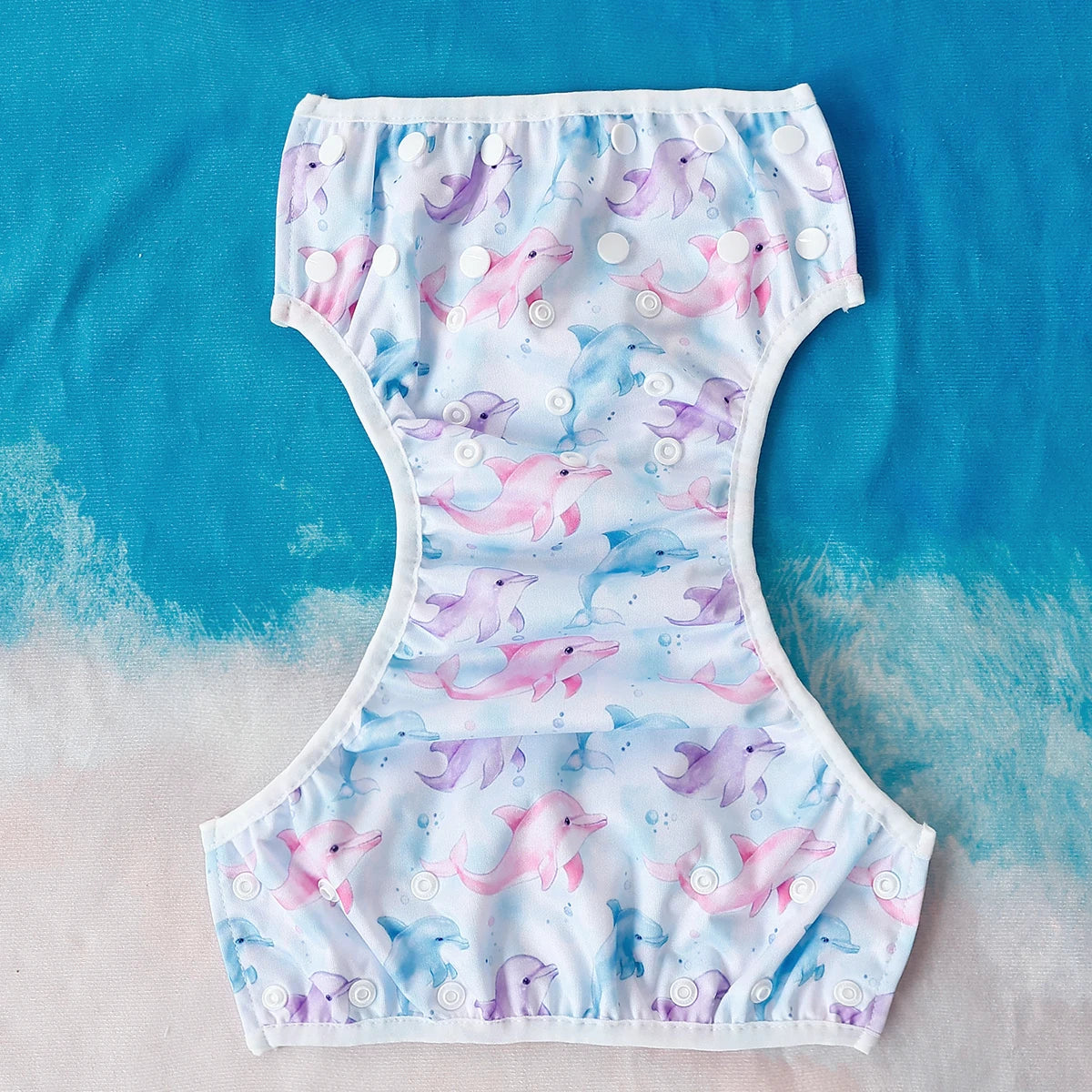 Baby Bubble washable baby swim diapers with adjustable fit, shown in bright color, designed for comfortable water play.