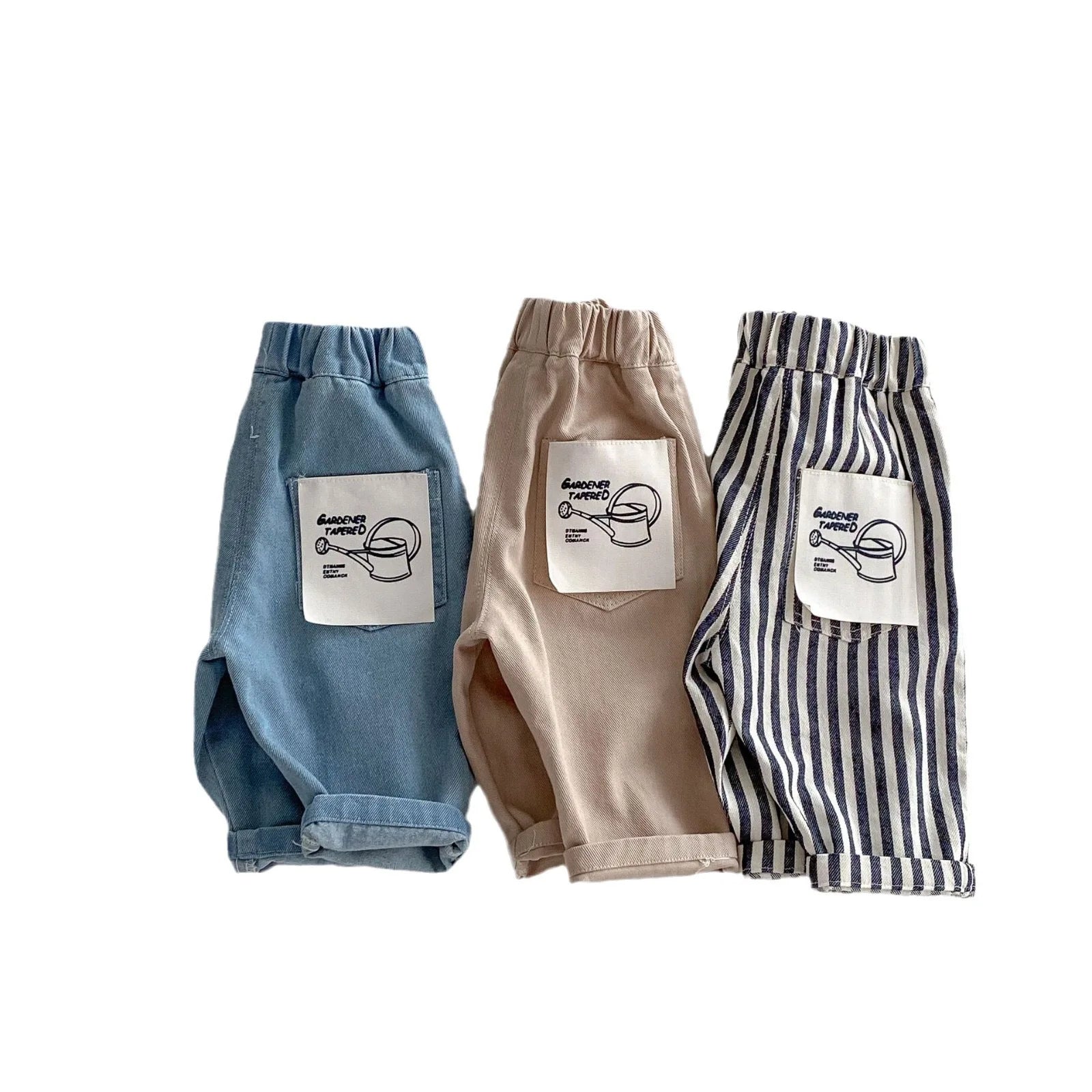 Baby Bubble boys' casual denim striped pants for children aged 0-5 years, soft Korean-style children's clothing with comfortable fit
