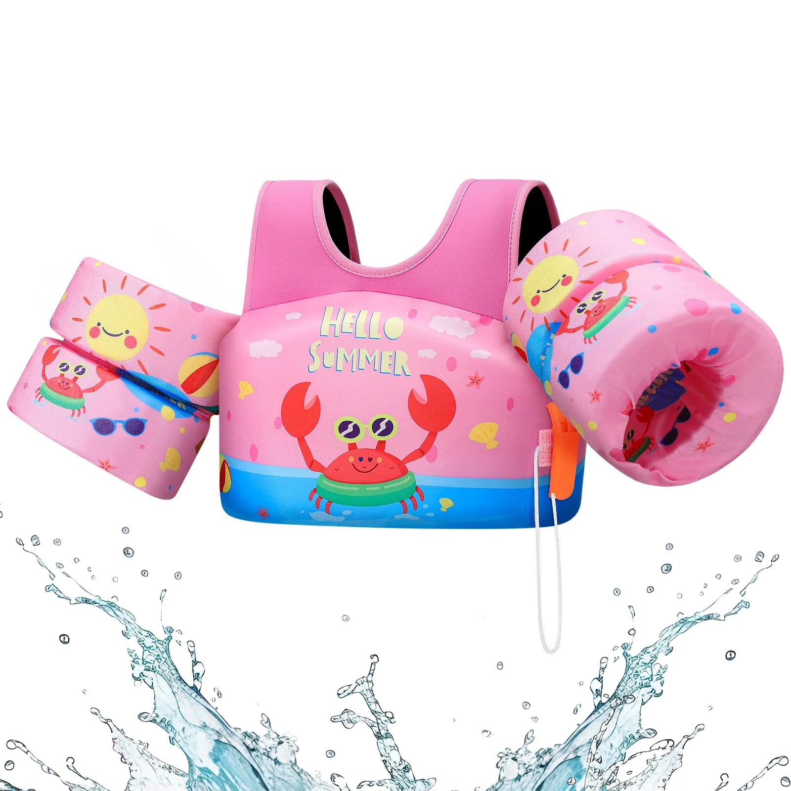 Baby Bubble kids' life vest with foam arm floats and safety whistle, safety equipment for children during water activities.