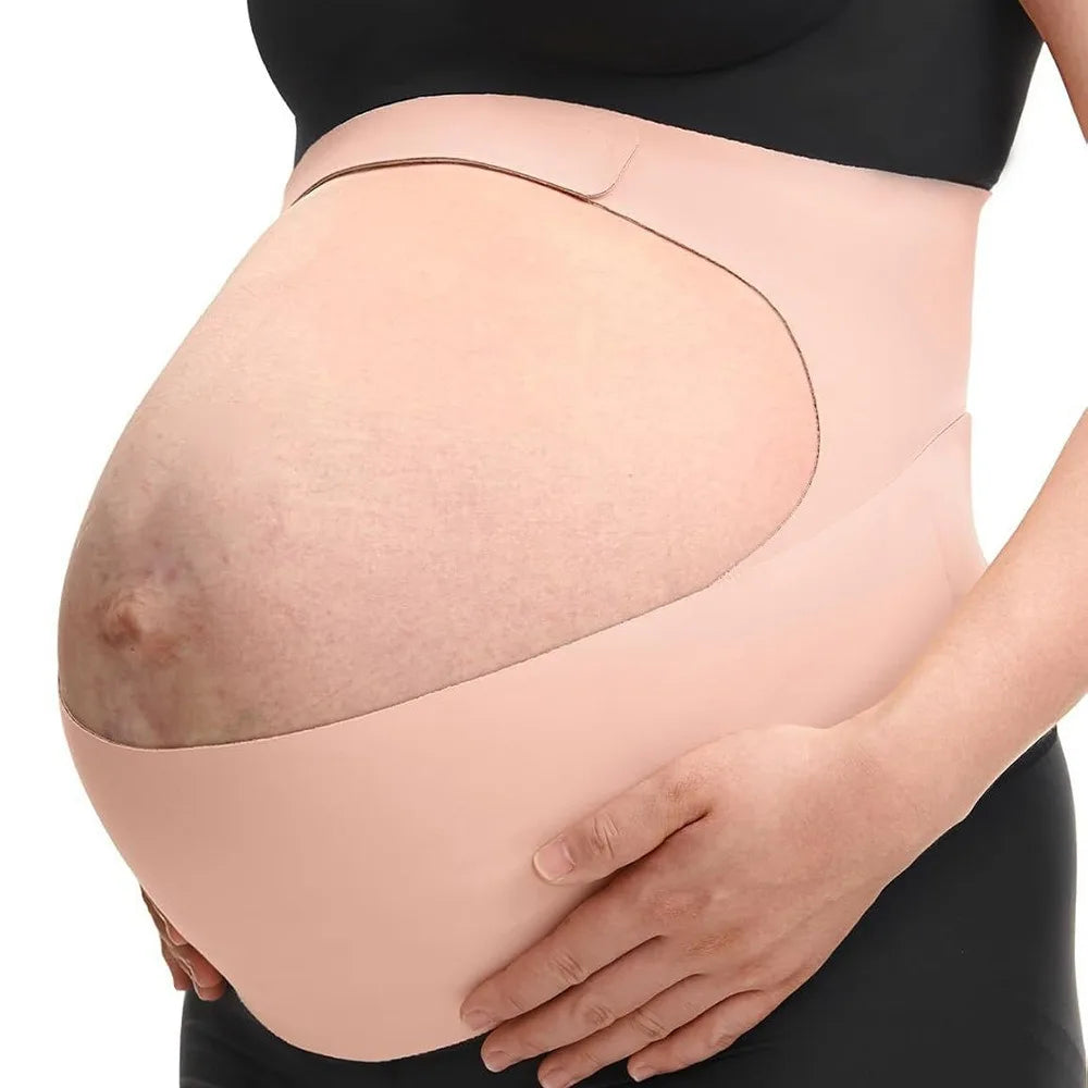 Adjustable Baby Bubble maternity belly support band wrapped around a pregnant woman's abdomen for comfort during pregnancy.