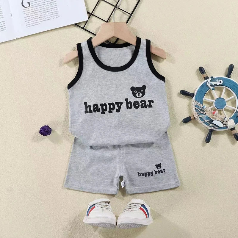 Children's summer set by Baby Bubble featuring a tank top and shorts, perfect for warm weather and outdoor play.