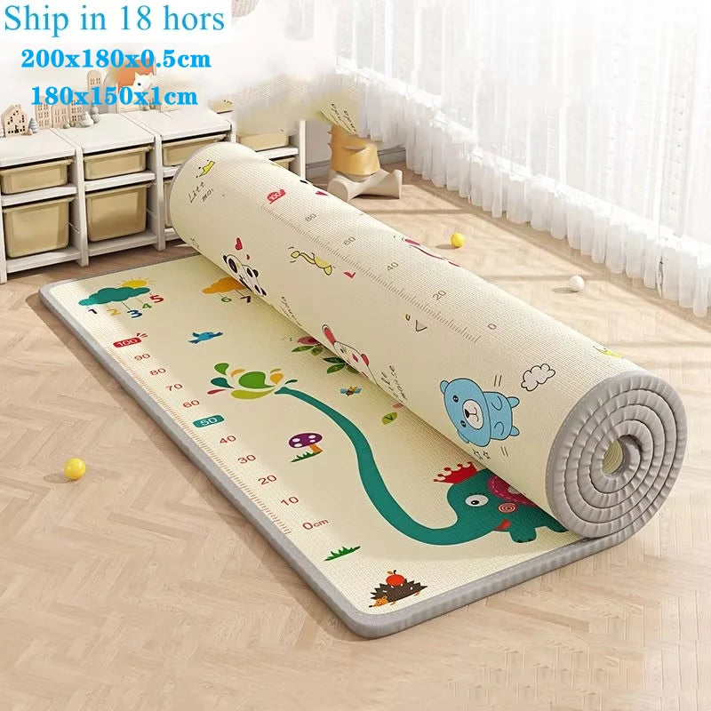 Baby Bubble thick cushioned baby activity play mat with colorful patterns, soft safety rug for infants to play on.