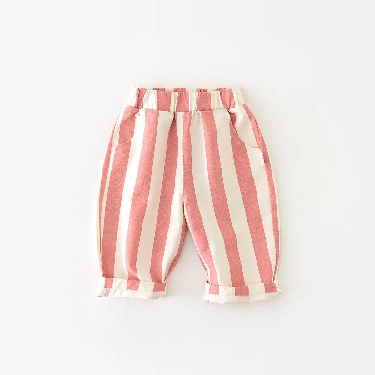 Korean style casual Stripe Pants by Baby Bubble featuring vertical stripes and a relaxed fit, ideal for everyday wear.