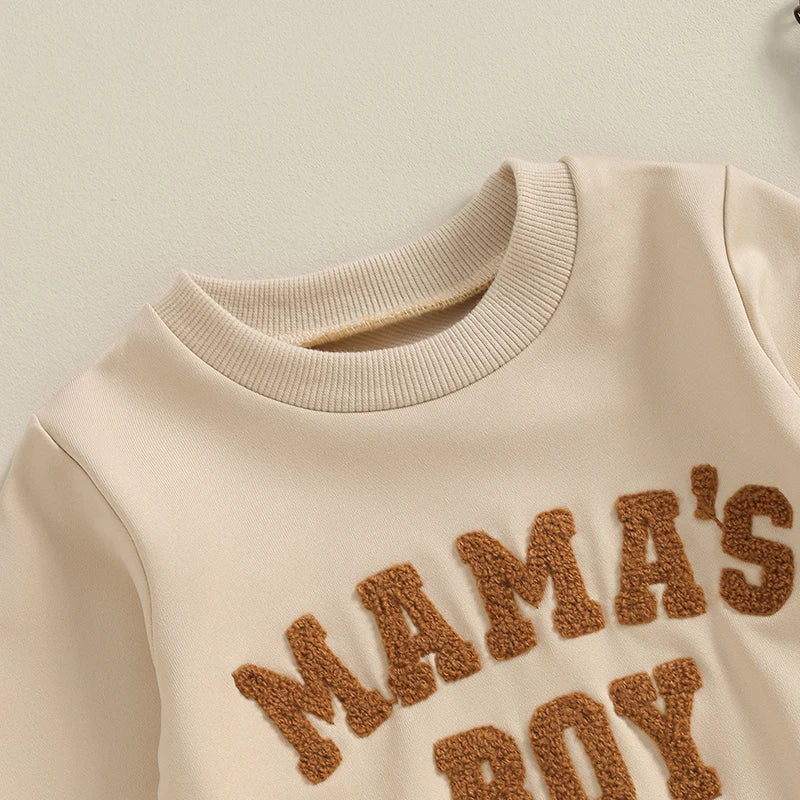 Baby Boy Crewneck Sweatshirt Set by Baby Bubble, fall outfit for 0-3 years, featuring a cozy sweatshirt and matching pants.
