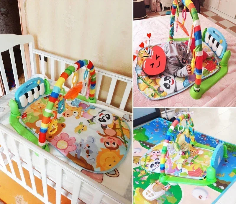Baby Bubble baby piano gym play mat with colorful musical toys for crawling and kicking activity.