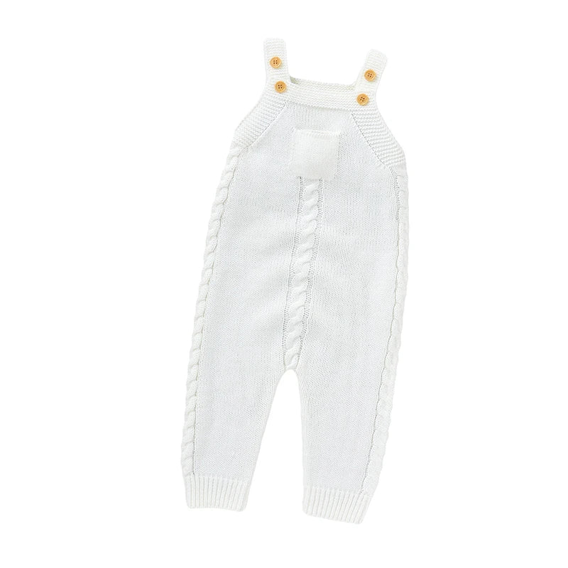 Baby Bubble sleeveless knitted romper, all-season baby clothing with soft, cozy knit fabric and cute sleeveless design.
